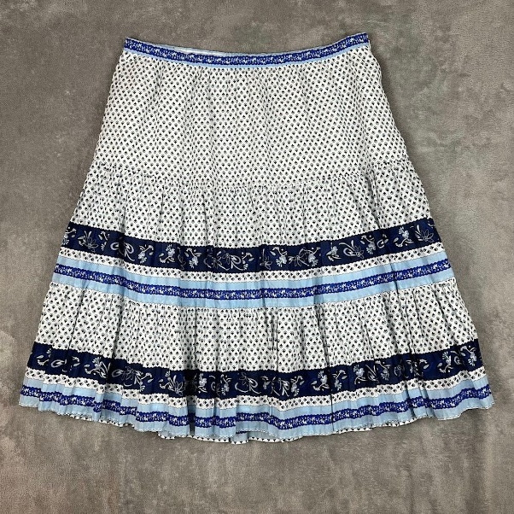 J Crew Tiered Midi Skirt Womens 2X Floral Boho A Line Feminine